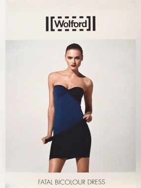 EUC Rare Wolford Bicolor Fatal Strapless Tube Dress – Teal / Brown – XS